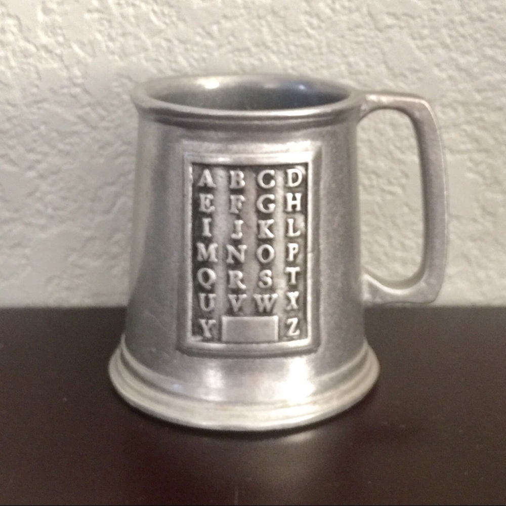 Vintage alphabet mug, letters
